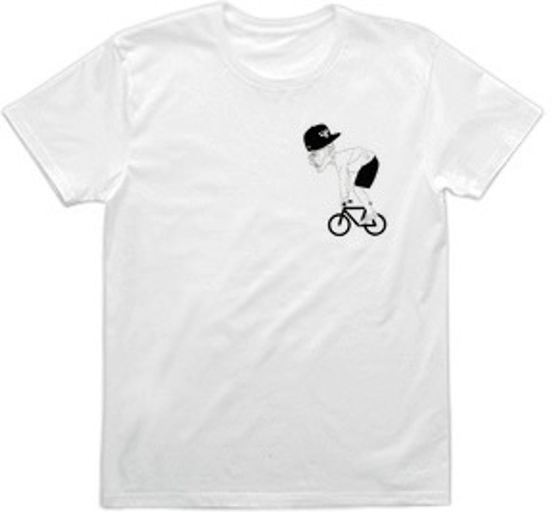 beard bicycle one (4.0oz) - เสื้อยืดผู้ชาย - วัสดุอื่นๆ ขาว