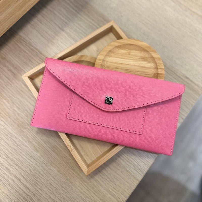Tosca | Letter Wallet お toilet paper | Genuine leather thin long wallet/card - pink - Wallets - Genuine Leather 