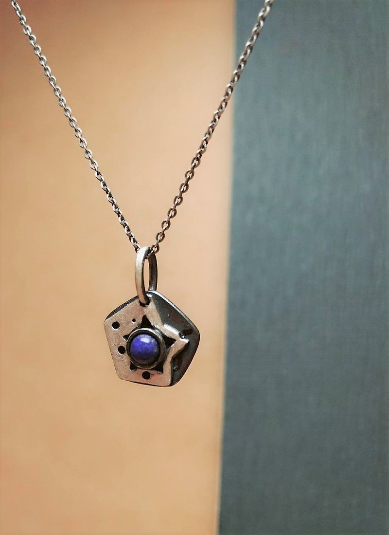 Lazurite silver necklace - Necklaces - Semi-Precious Stones Silver