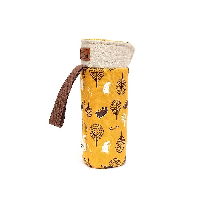 Original cloth flower cotton anti-collision water bottle bag - Jungle peek-a-boo (mustard yellow)/gift exchange/graduation season - Beverage Holders & Bags - Cotton & Hemp Yellow