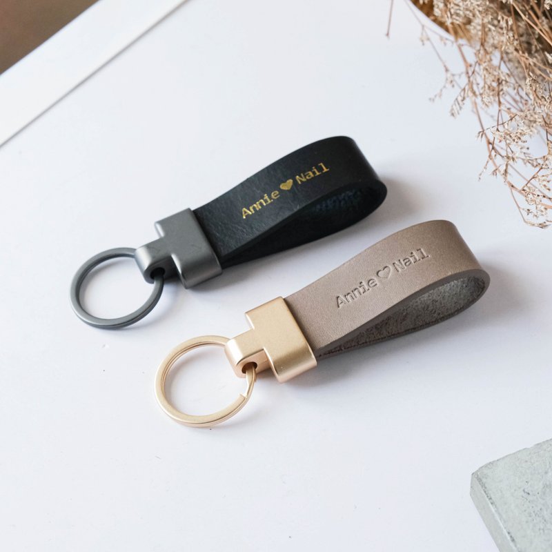 【Lama Leather】///Free engraving///French fashion leather keychain - Keychains - Genuine Leather Multicolor