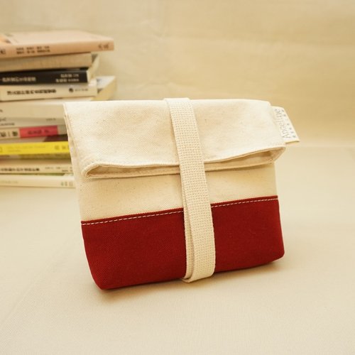 Roping canvas bags of debris - burgundy
