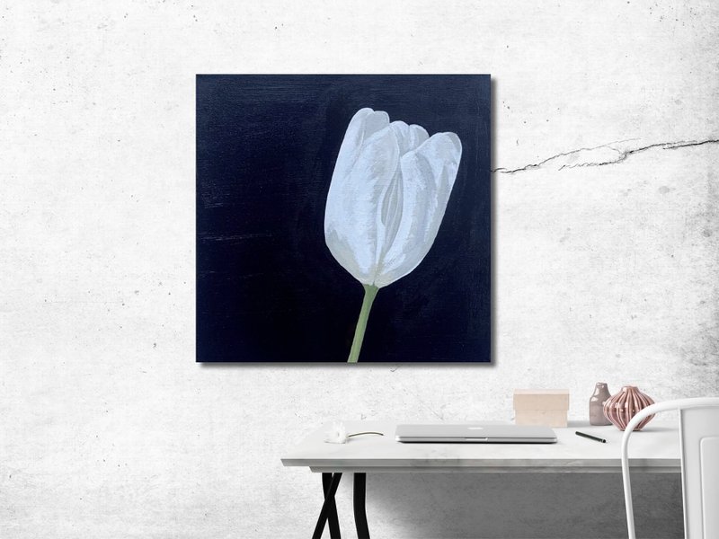 夏季植物牆藝術定制帆布 Flowers Painting Tulip Painting Spring Breath Hanging Picture Canvas - 海報/掛畫/掛布 - 其他材質 多色