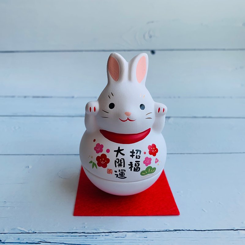 Jincai lucky rabbit - tumbler - the mascot of the year of the rabbit - Items for Display - Pottery 