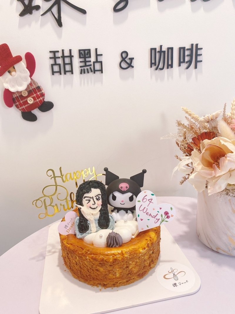 Girlfriend and Coolomi Heavy Cheese Cake Doll Cake Character Drawing and Dessert to Celebrate - เค้กและของหวาน - อาหารสด 