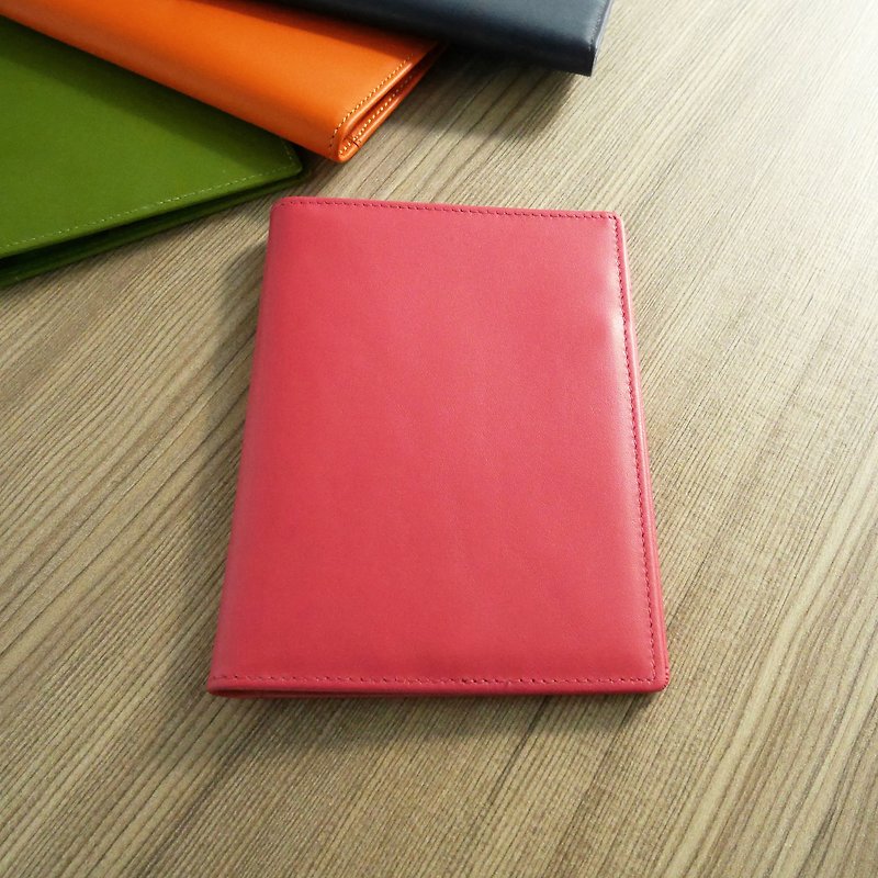 [Small Defective Refurbished] Colorful Series - Leather Passport Holder Rose Red - ที่เก็บพาสปอร์ต - หนังแท้ สีแดง