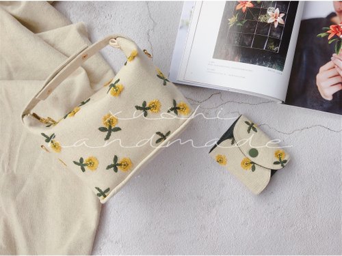 静物花 かわいい刺繡花新鮮な立体小さな四角いバッグポータブル