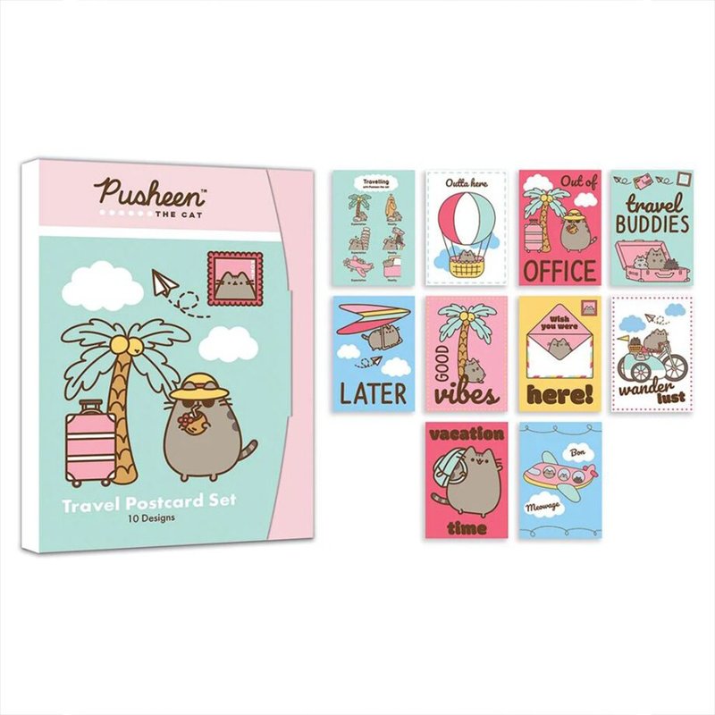【胖吉貓】旅遊明信片十張套組/Pusheen - 卡片/明信片 - 紙 多色