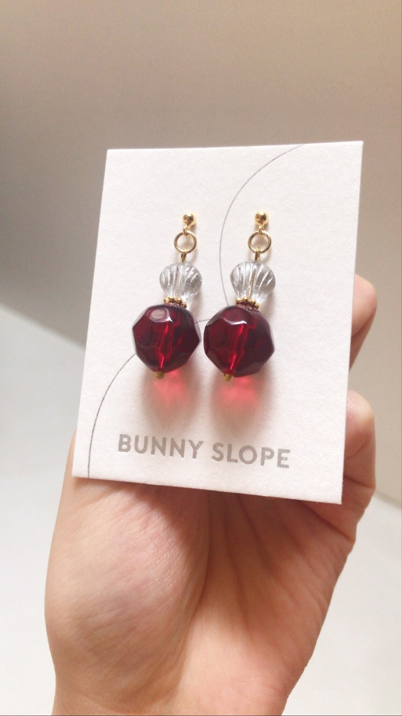 red velvet sofa/ earrings - Earrings & Clip-ons - Glass Red