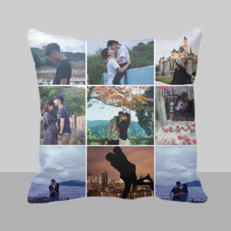 【Customize cushion】 Grid photo collage cushion - Pillows & Cushions - Polyester Multicolor