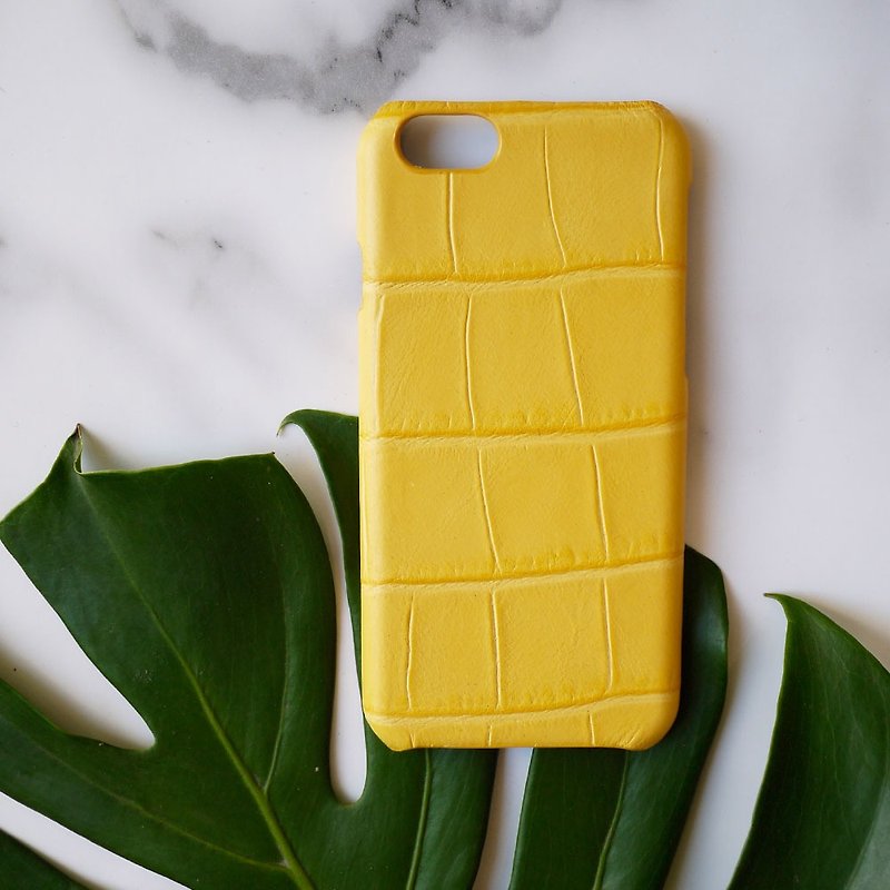 AOORTI :: Apple iPhone 6s Plus 手工牛皮手機殼 - 鱷魚紋檸檬黃 - 手機殼/手機套 - 真皮 黃色