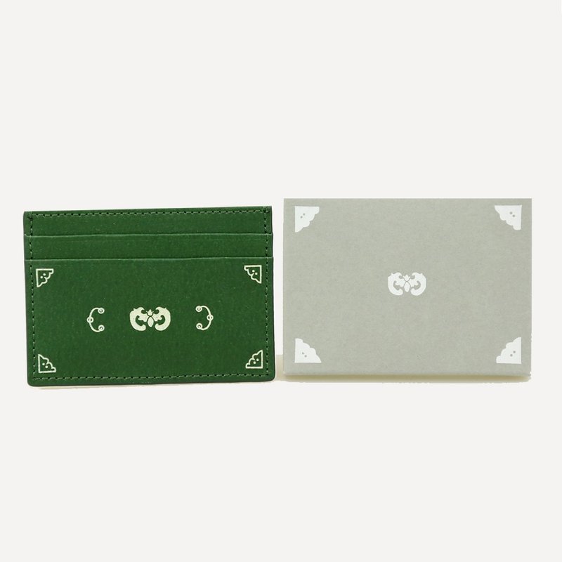 Vegan eco Korean traditional paper leather Bat card wallet - 名片夾/名片盒 - 人造皮革 綠色