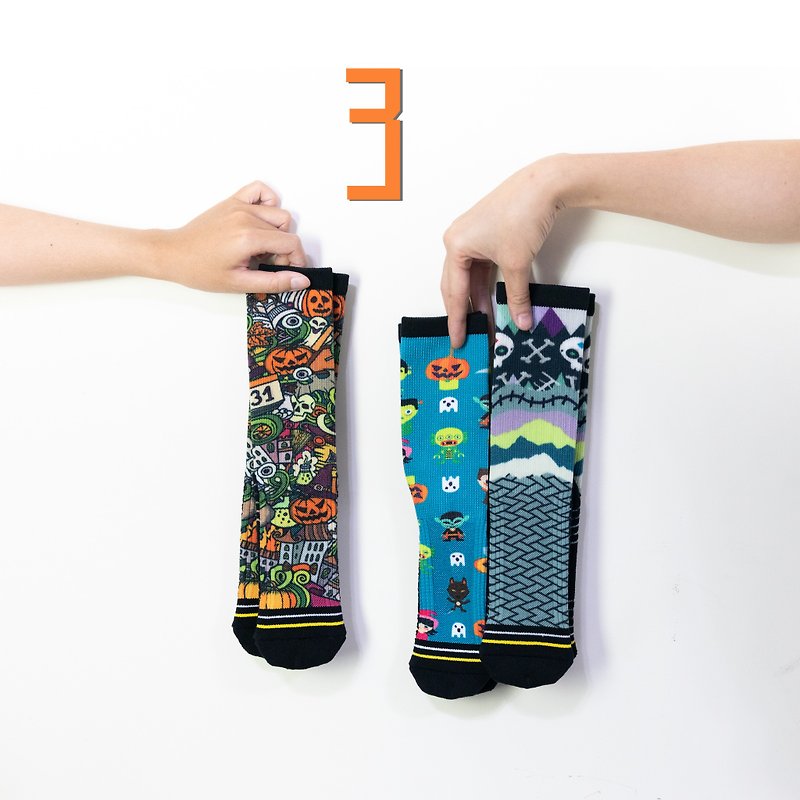 [Halloween socks-3 into the group surprise package] - Xiao Chuang socks - ถุงเท้า - ผ้าฝ้าย/ผ้าลินิน สีส้ม