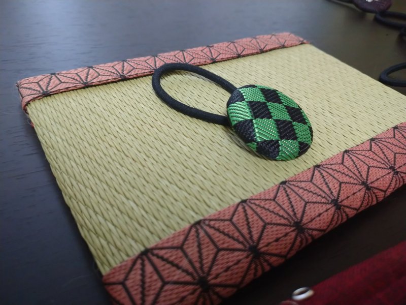 【市松】黒緑　ヘアゴム　髪飾り　日本製　ハンドメイド - 髮夾/髮圈 - 其他材質 