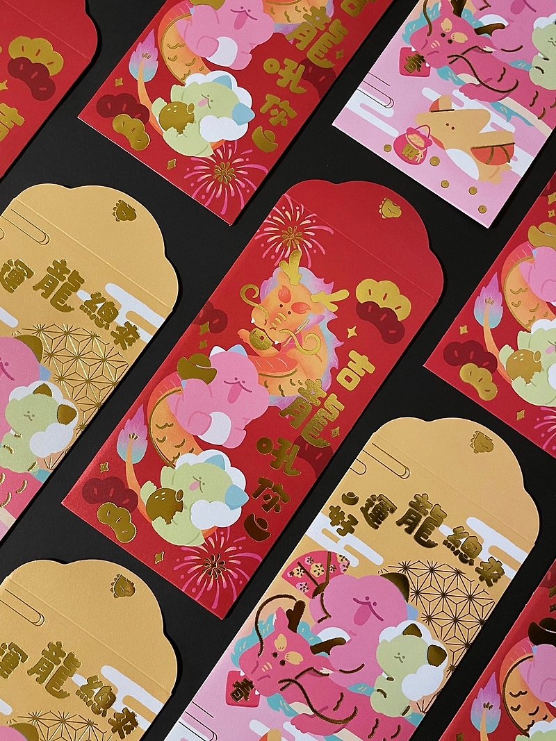 The Silly Planet Dinosaur Year of the Dragon Hot Stamped Red Envelope Must-Buy for the Chinese New Year - ถุงอั่งเปา/ตุ้ยเลี้ยง - กระดาษ สีแดง