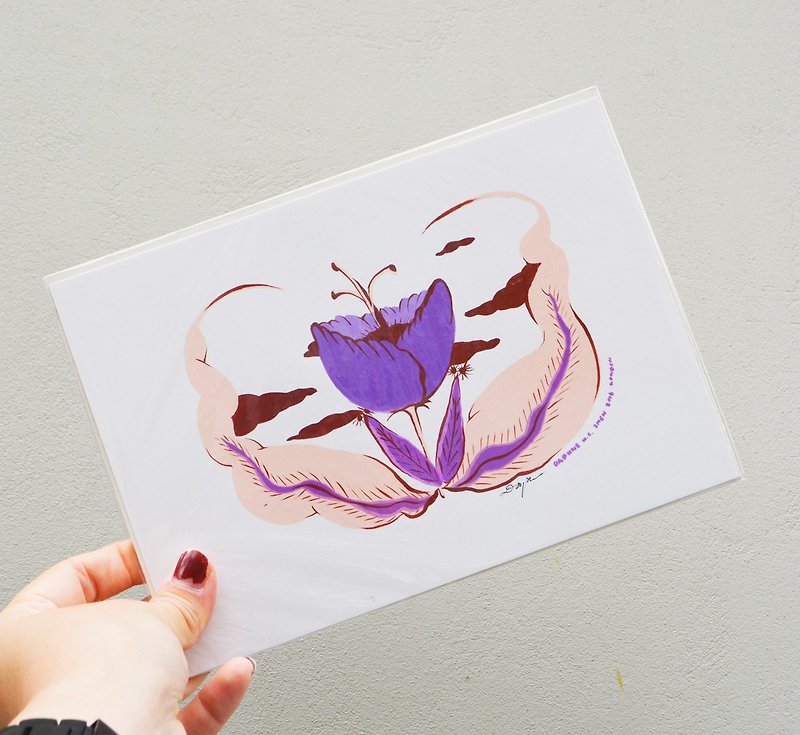 花草 療癒 夢幻 特別 母親節特選 手繪作品 - 心意卡/卡片 - 紙 紫色