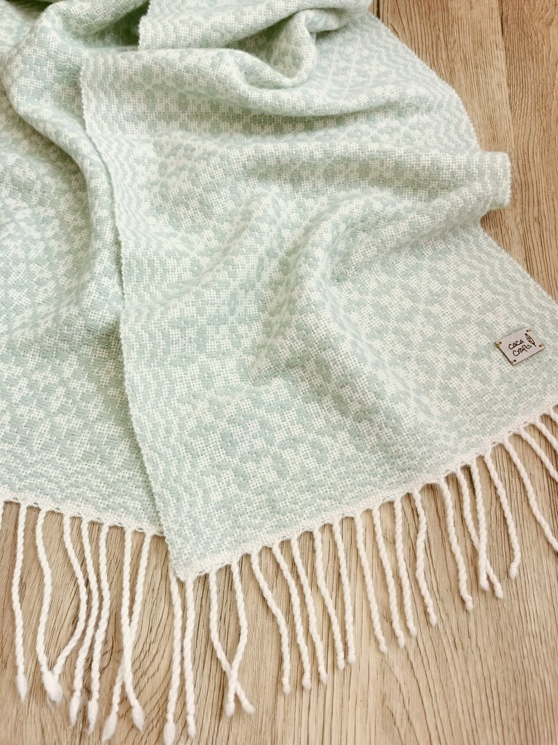 Handwoven by Carina | Handwoven yak wool scarf - Knit Scarves & Wraps - Wool Green