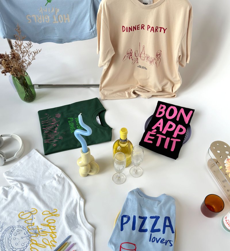 上衣 HAY : Happy Birthday , Pizza , Bon app etit , Dinner Party (unisex) - Women's T-Shirts - Cotton & Hemp 