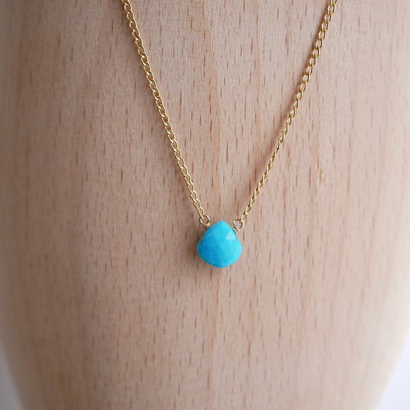 14KGF Sleeping beauty turquoise necklace - Necklaces - Gemstone Blue