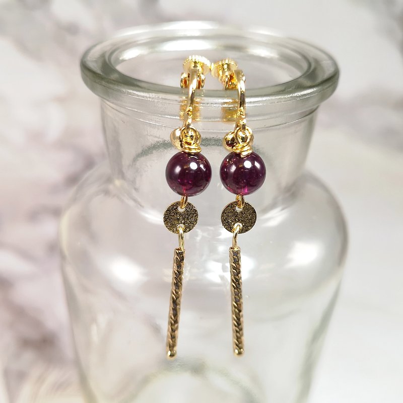 Garnet earring - Earrings & Clip-ons - Crystal Red