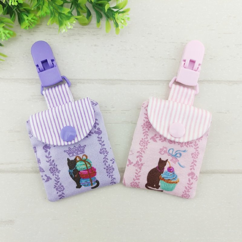 Dessert Cat-2 colors are available. Pacifier bag (name can be embroidered) - Omamori - Cotton & Hemp Pink