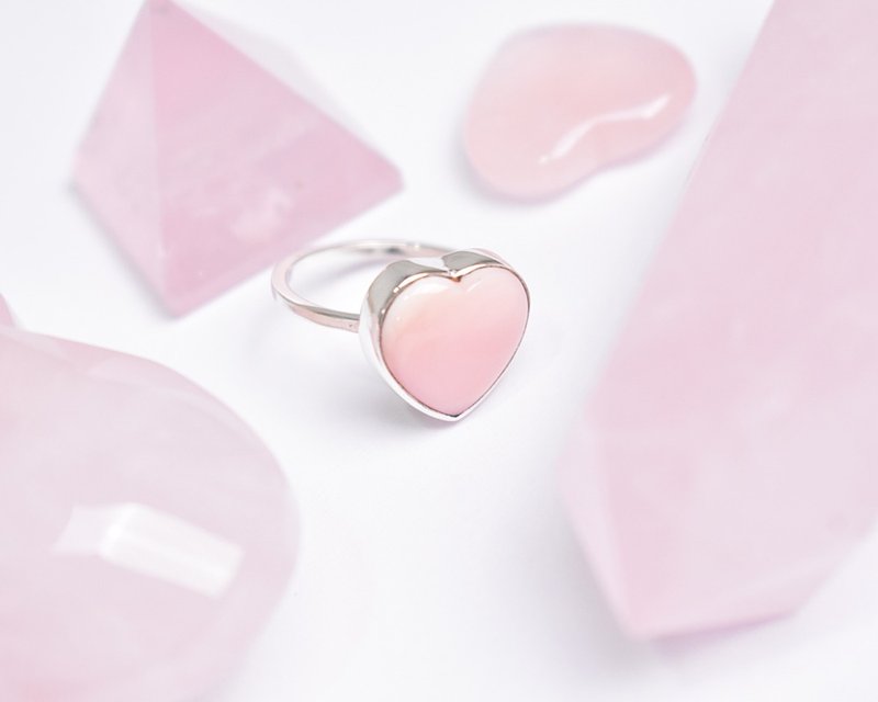 Pink heart queen conch shell silver 925 ring - 戒指 - 寶石 粉紅色