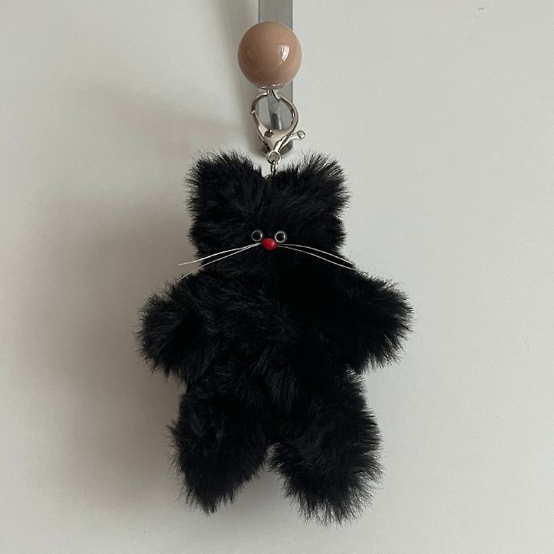 Strawberry nose cat keyring - Keychains - Other Materials Black
