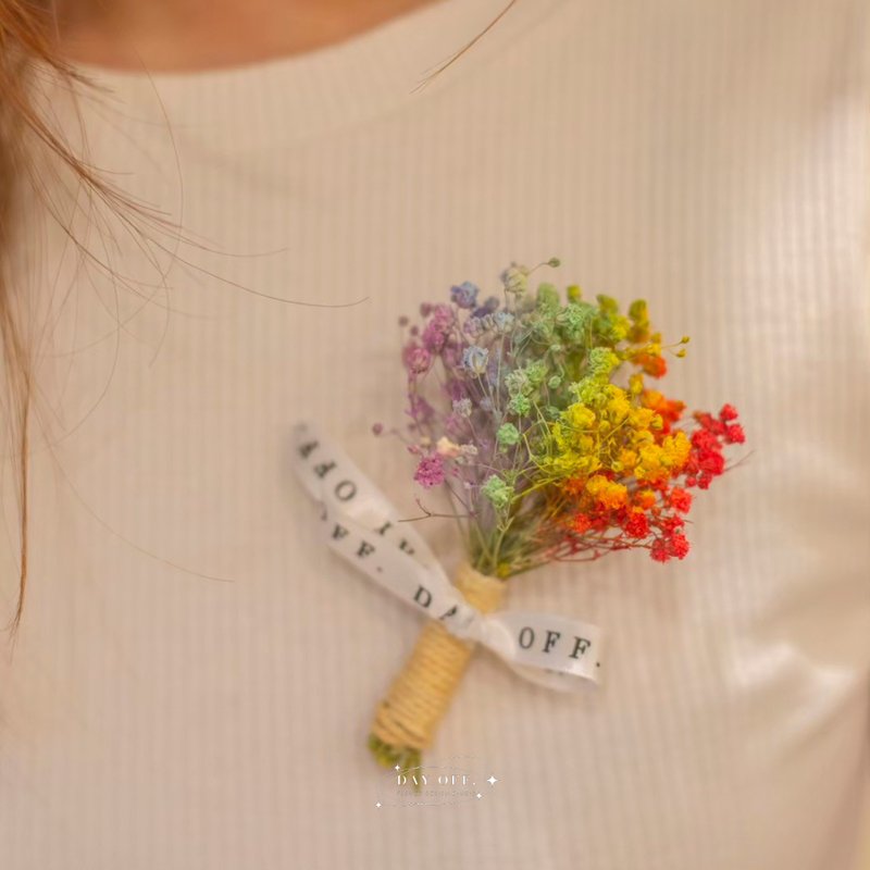 DAY OFF 彩虹胸花 滿天星胸花 乾燥滿天星 乾燥花 彩虹小物 胸花 - 乾燥花/永生花 - 植物．花 多色