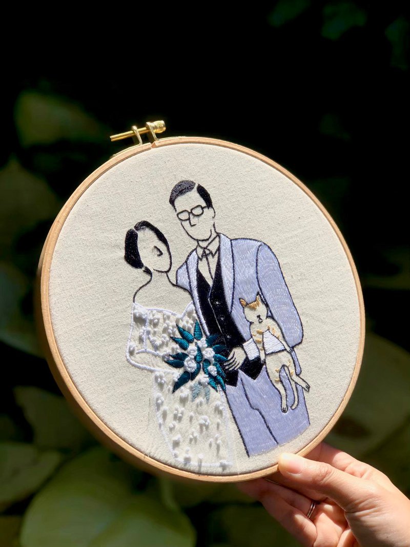 Wedding wishes - customized embroidery 21x21cm - อื่นๆ - ผ้าฝ้าย/ผ้าลินิน ขาว