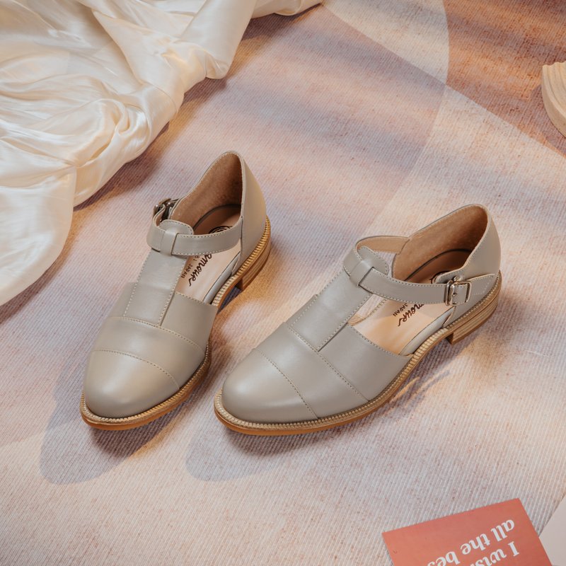 [Elegance and elegance] MIT ladylike shoes. Genuine Leather. Soft fog gray 7712 - รองเท้าอ็อกฟอร์ดผู้หญิง - หนังแท้ สีเทา