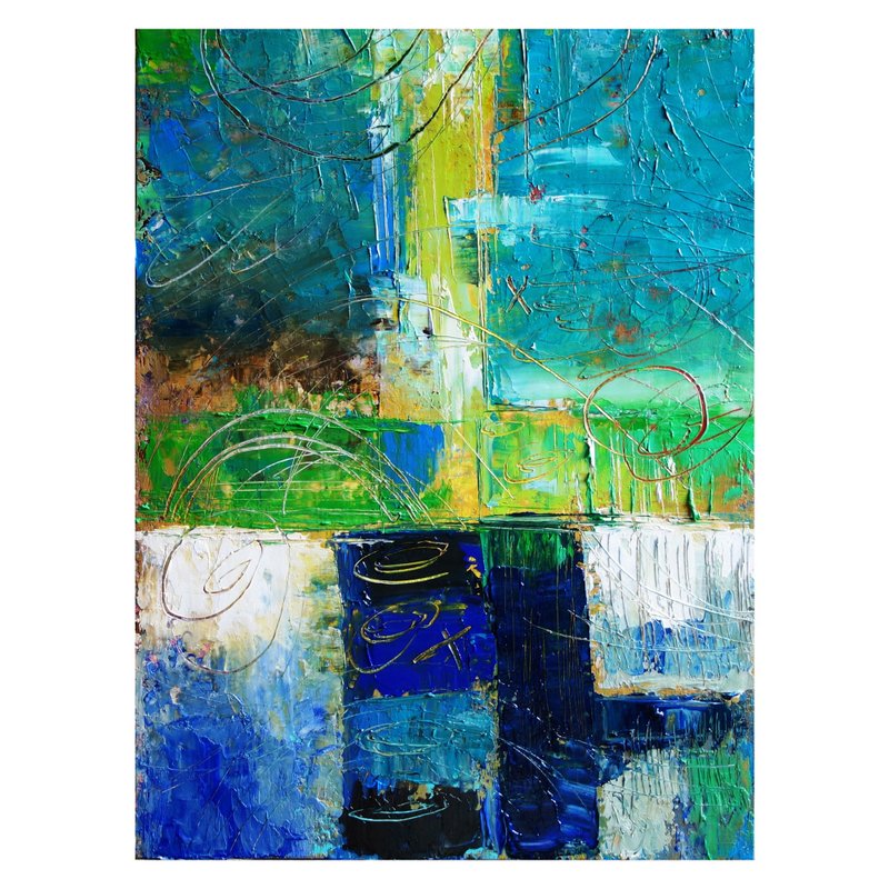 Abstract Sunset Painting Oil Landscape Original Art Artwork Impasto Canvas Art - 海報/掛畫/掛布 - 其他材質 多色