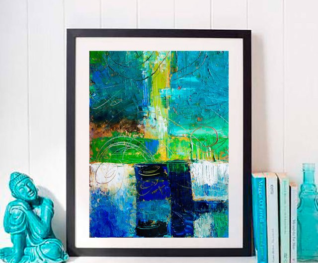 抽象サンセット絵画油絵オリジナルアートアートワークインパスト