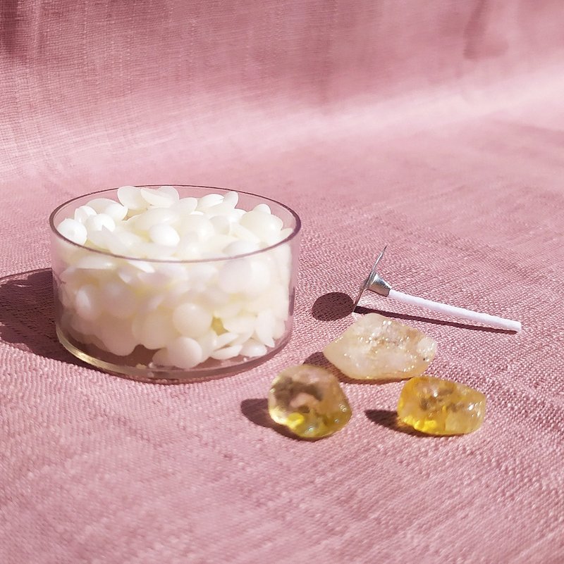 [Handmade Material Package] Citrine-Natural Soy Fragrance Round Candle - Candles, Fragrances & Soaps - Wax Yellow