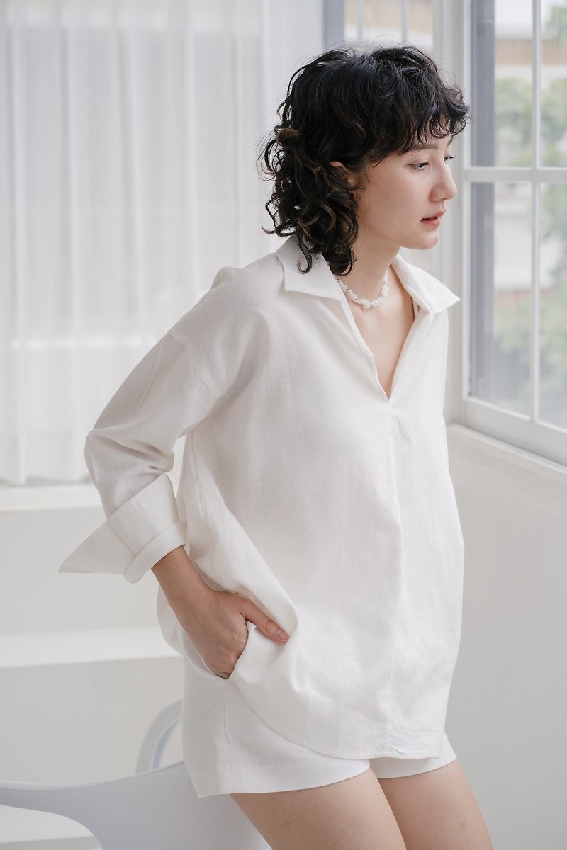 Comfee Shirt - Off White - 女襯衫 - 其他材質 