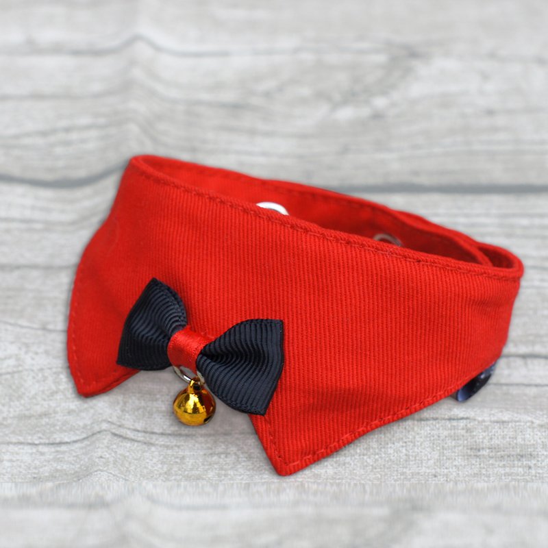 Pet cat collar / cat special baby button plain red - ปลอกคอ - ผ้าฝ้าย/ผ้าลินิน 