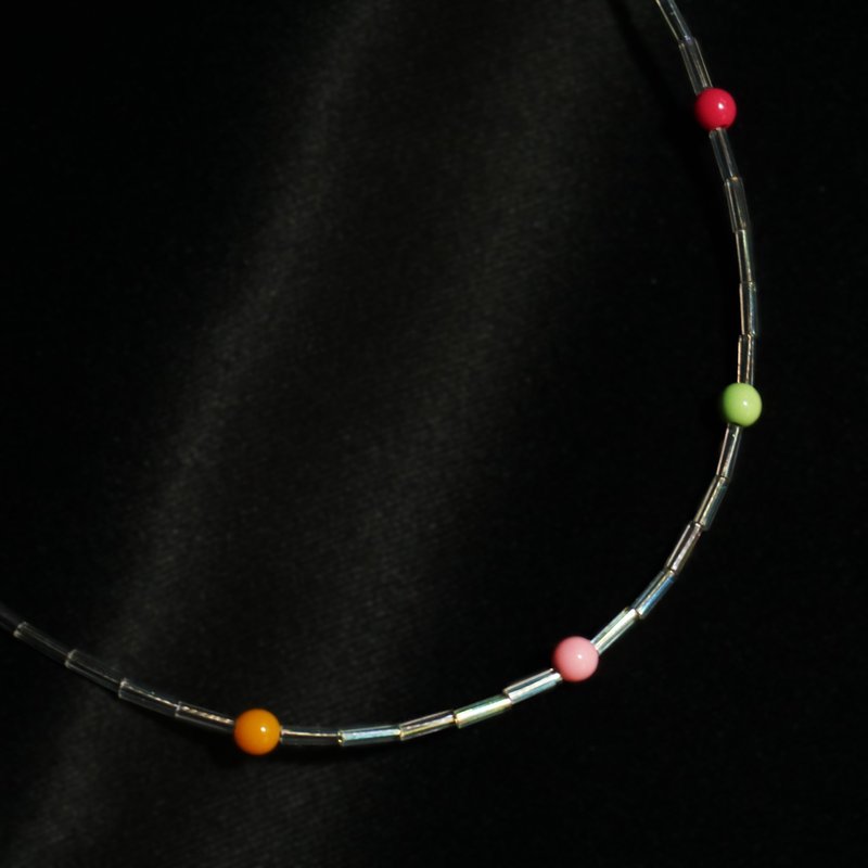 EUREKA 06 / Handmade Beaded Necklace/ Transparent Tube/ Colorful Beads - Necklaces - Plastic Multicolor