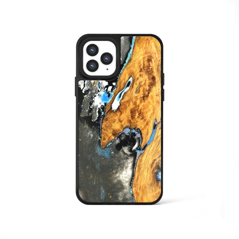 iPhone 13/14/15/16 epoxy wooden resin phone case - Dragon II - Phone Cases - Wood Gray