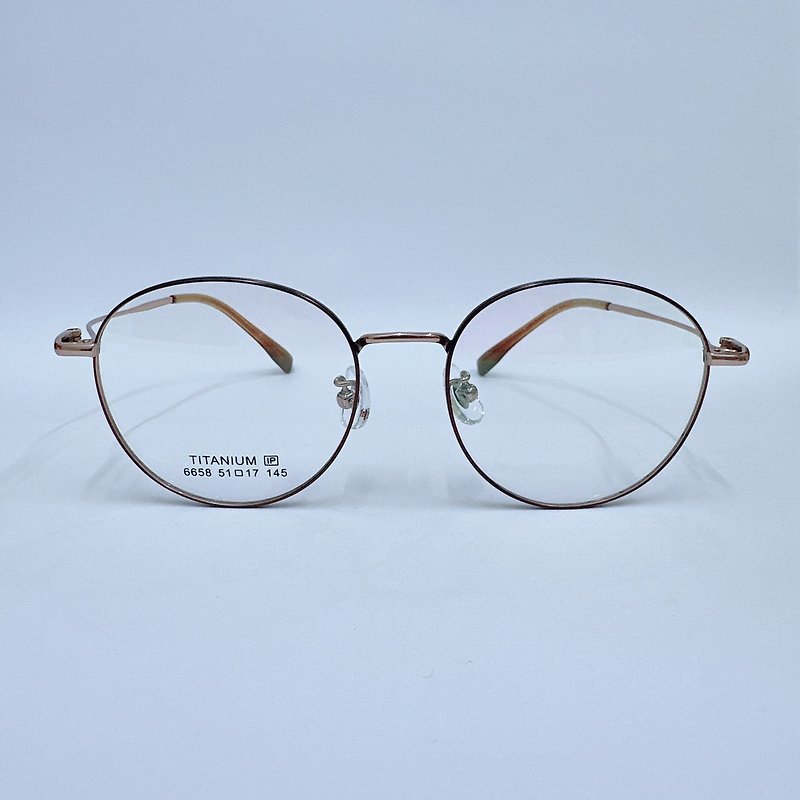 站內最高等級UV420濾藍光0度眼鏡│典雅圓款彈性鈦合金04 - 眼鏡/眼鏡框 - 其他金屬 咖啡色