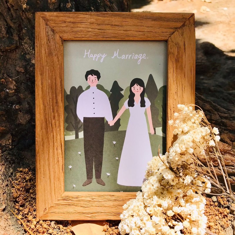 明信片-Happy Marriage - 卡片/明信片 - 紙 綠色