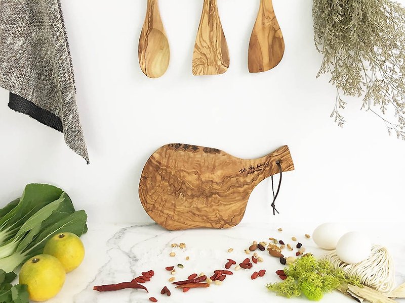 Chef handle (small) olive wood cutting board serving dishes bread boards - Small Plates & Saucers - Wood Brown
