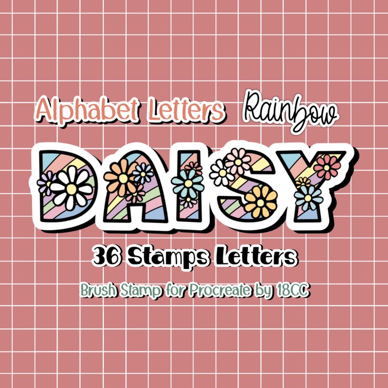 Daisy Rainbow Letters for Procreate - 其他數位商品 - 其他材質 