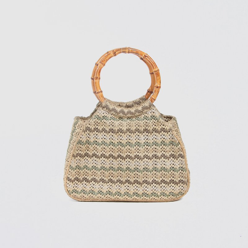 [Egg Plant Vintage] Grass Weaving Net Portable Vintage Bag - Handbags & Totes - Other Man-Made Fibers 