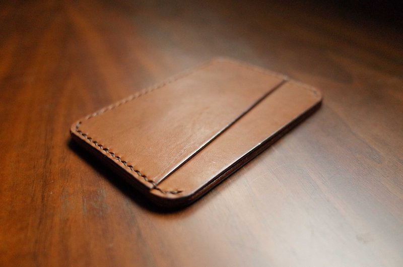 Hand-stitched leather portable money clip-brown - กระเป๋าสตางค์ - หนังแท้ สีนำ้ตาล