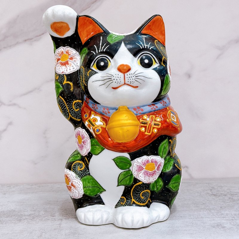 【華貴聚福】日本九谷燒招財貓 | 黑地華盛 - 擺飾/家飾品 - 瓷 黑色