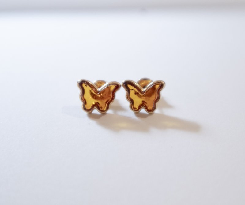 925 silver AMBER butterfly earrings. earrings - Earrings & Clip-ons - Gemstone Gold