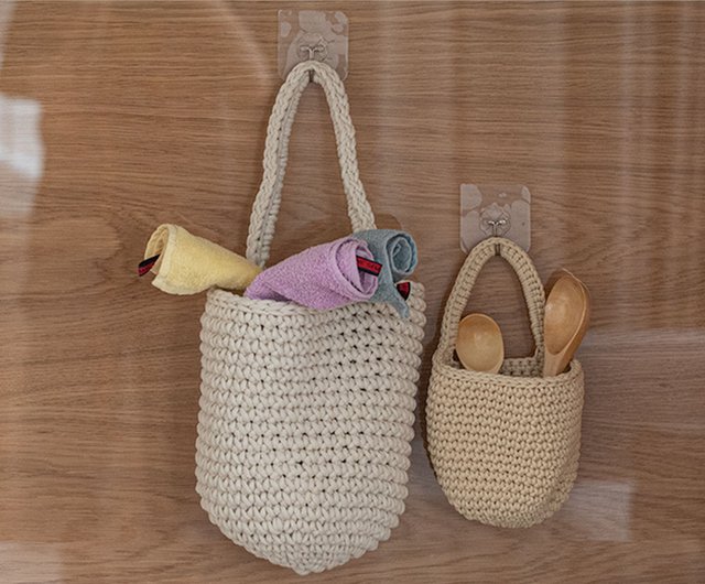 Wall hanging basket Wall hanging bathroom storage Hanging basket Kitchen  storage - Shop Cozy house Shelves & Baskets - Pinkoi