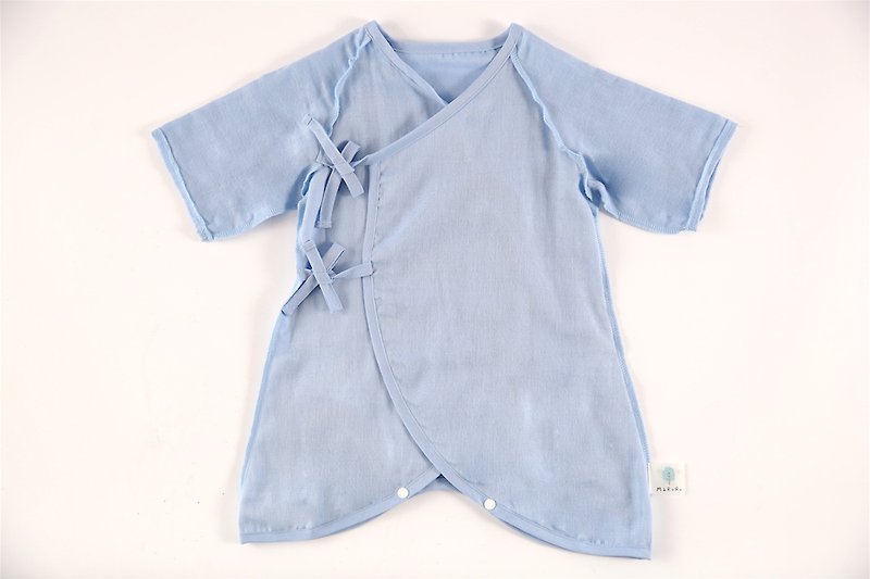 MARURU 日本製多彩紗布衣-蔚藍 50-60/60-70cm - 嬰兒連身衣/包被/包巾 - 棉．麻 藍色