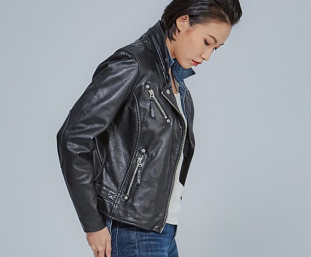 Women\'s Zipper - CL Leather Classic Germany Pinkoi & Casual Functional Shop Jacket-Black Jackets PGGW14 Knight - CHARLIN Asymmetric GIPSY]