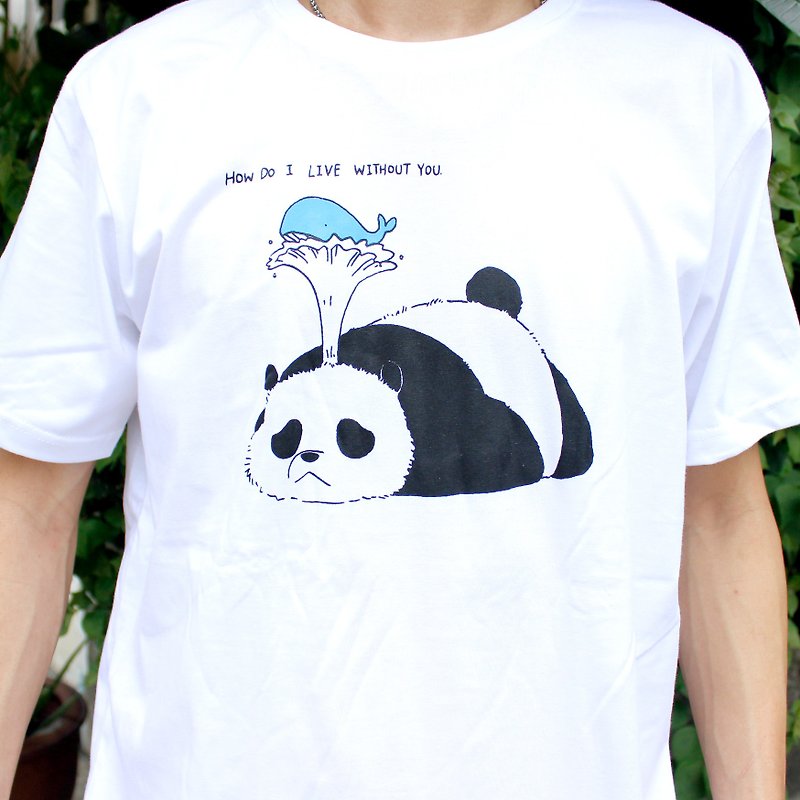 T-shirt Switch Panda: Panda Whele - เสื้อยืดผู้ชาย - ผ้าฝ้าย/ผ้าลินิน ขาว