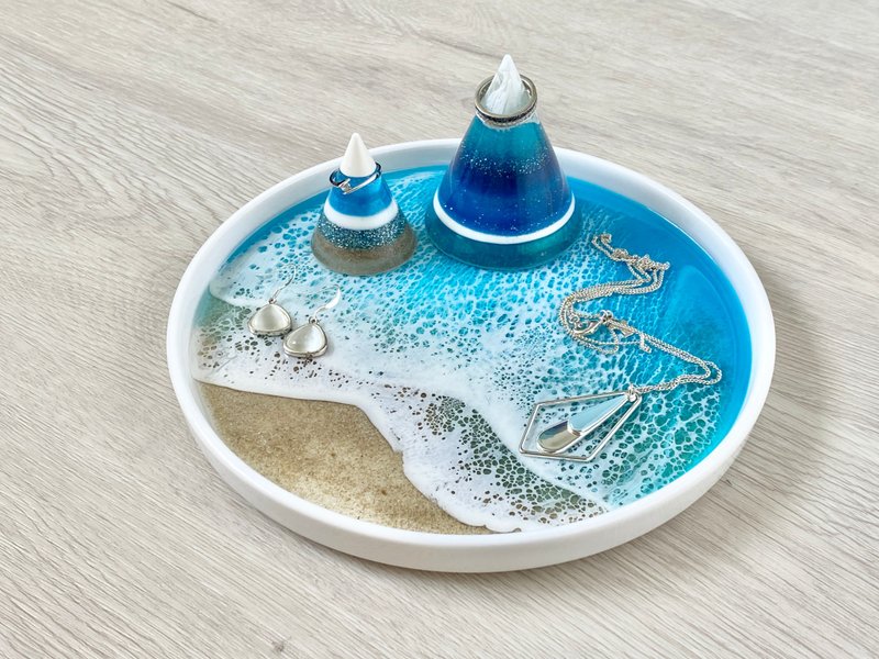 Ceramic Display Tray, Ocean / Beach, Wedding Gift, Home Gift - 擺飾/家飾品 - 樹脂 藍色